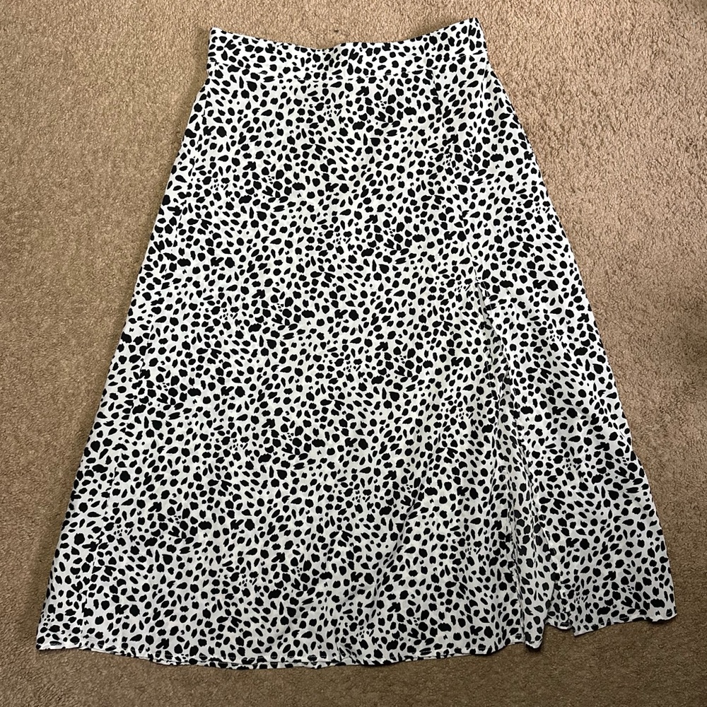 White Leopard Print Midi Skirt